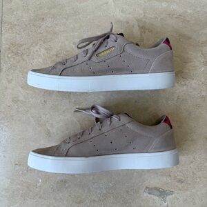 Adidas Women's Sneakers in Taupe and Pink